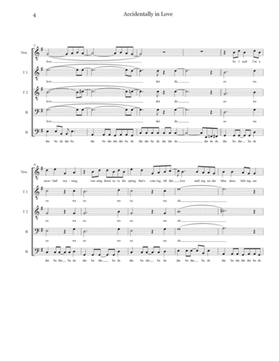 Accidentally In Love TTBB scores gallery preview page 4