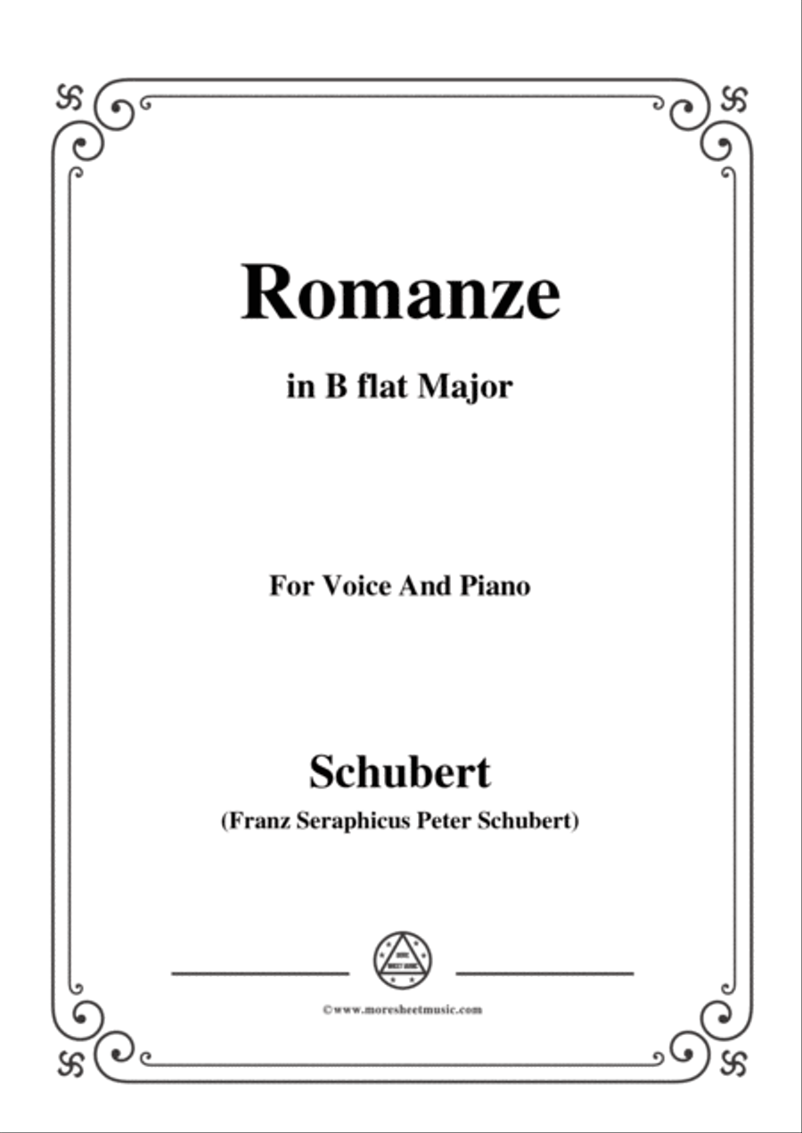 Schubert-Romanze,in B flat Major,for Voice and Piano Voice Solo scores gallery preview page 1