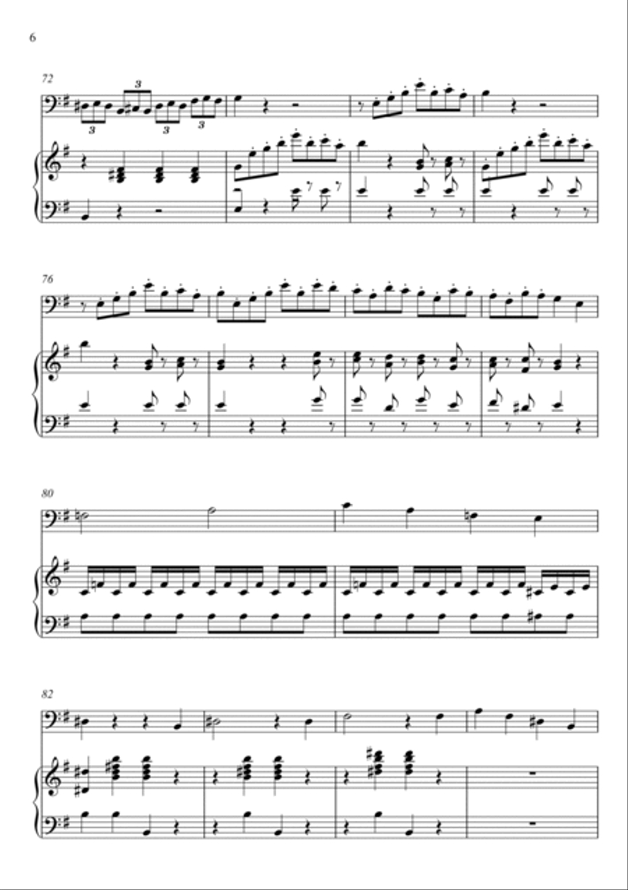 W.A Mozart - Der Hölle Rache kocht in meinem Herzen (Die Zauberflöte) Double Bass Solo - G Key String Duet scores gallery preview page 6