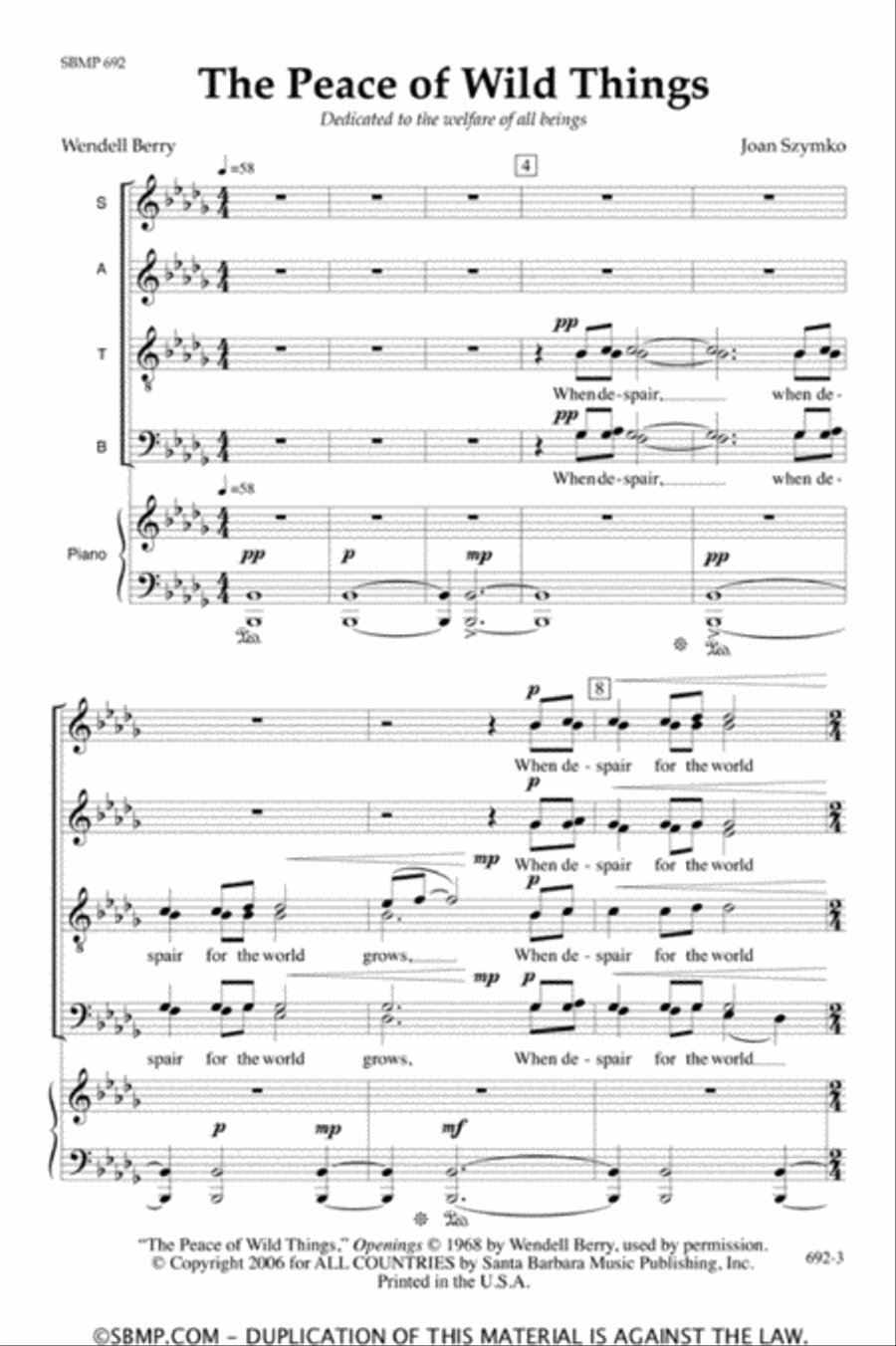The Peace of Wild Things The Peace of Wild Things 4-Part scores gallery preview page 2