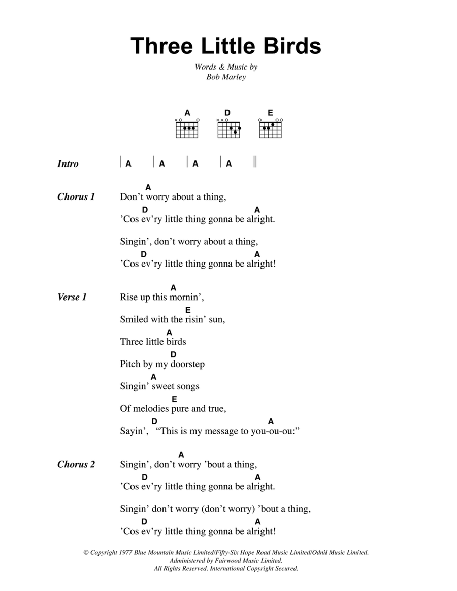 Three Little Birds Guitar scores gallery preview page 1