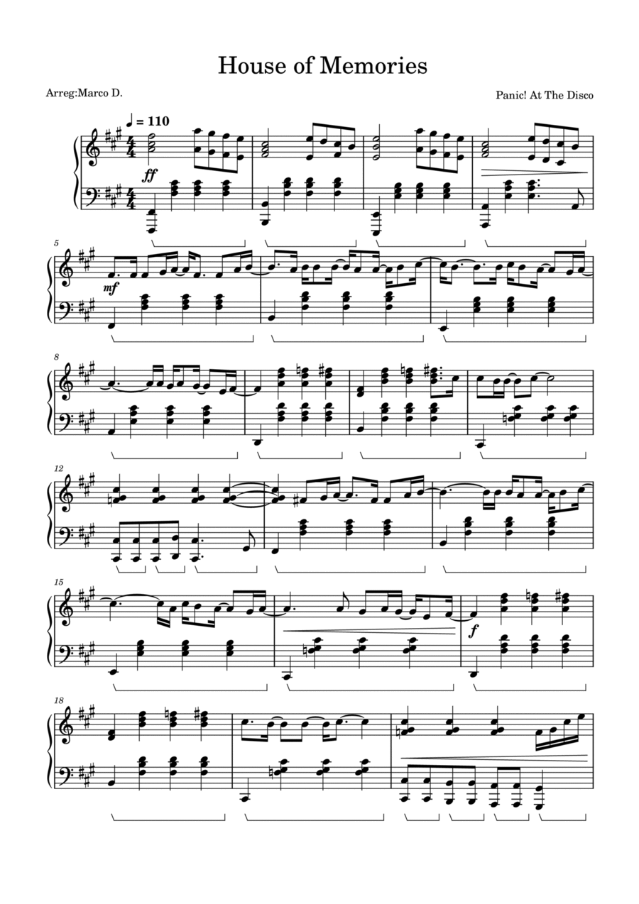 House Of Memories Piano Solo scores gallery preview page 1
