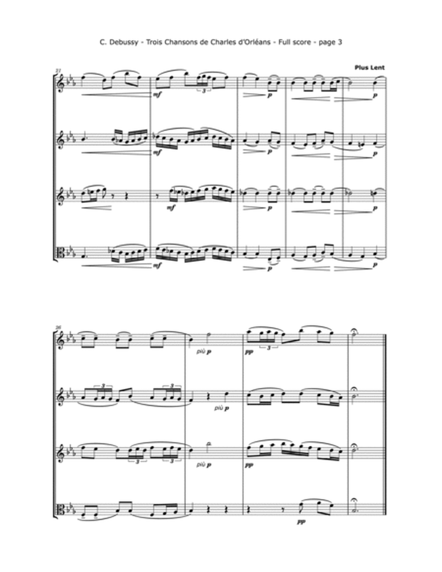 Debussy, C. - Chanson de Charles d'Orléans (Three Violins and Viola) image number null
