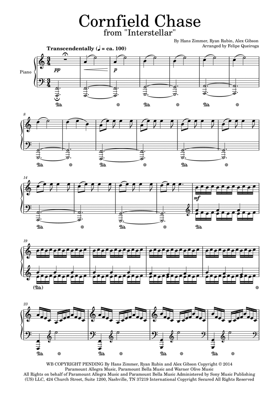 Cornfield Chase Piano Solo scores gallery preview page 1