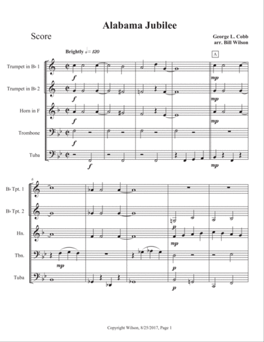 Alabama Jubilee Brass Quintet scores gallery preview page 2