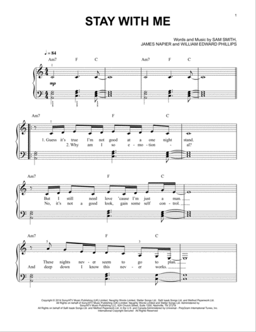 Stay With Me Stay With Me Easy Piano scores gallery preview page 1