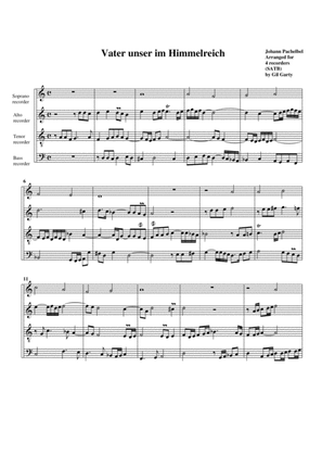 Vater unser im Himmelreich (arrangement for 4 recorders)