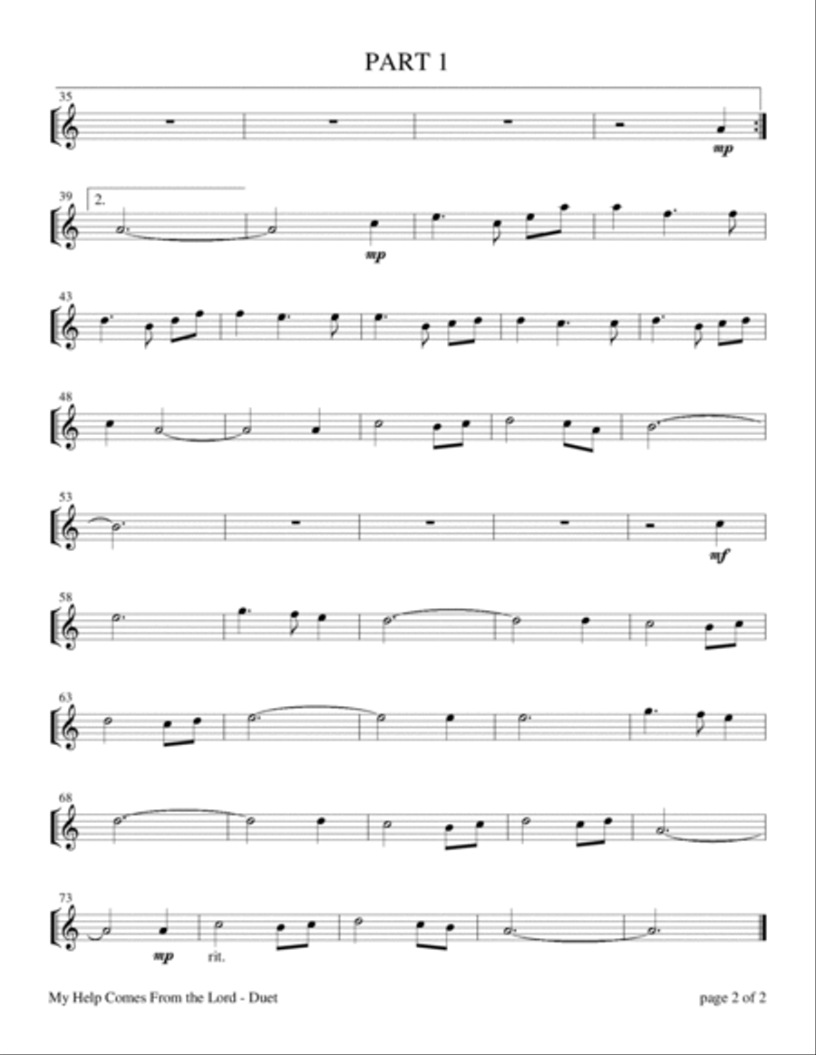 My Help Comes From the Lord ~ Psalm 121 (Violin and/or Flute Duet with Piano Accompaniment) Flute scores gallery preview page 4