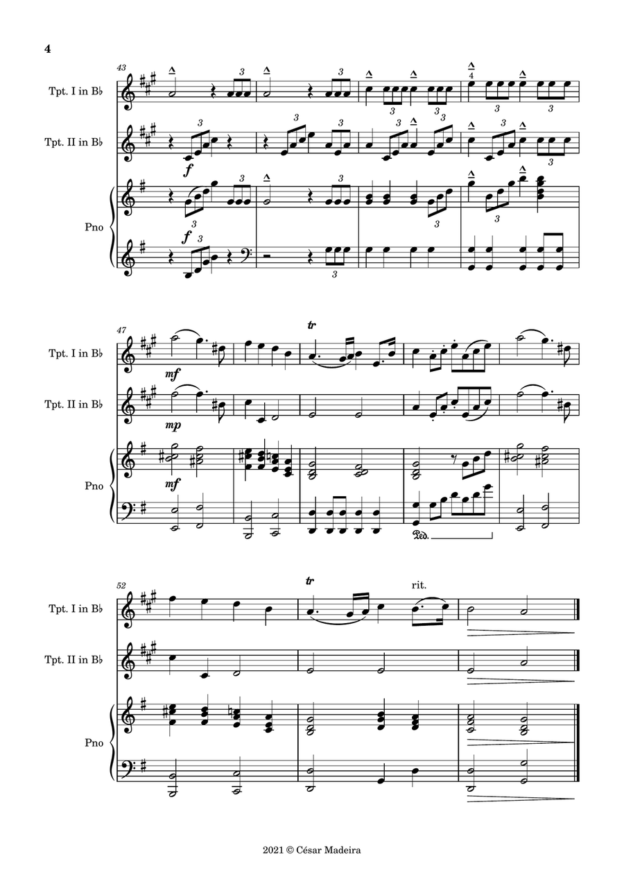 The Wedding March - Trumpet Duet and Piano (Full Score and Parts) Trumpet Duet scores gallery preview page 5