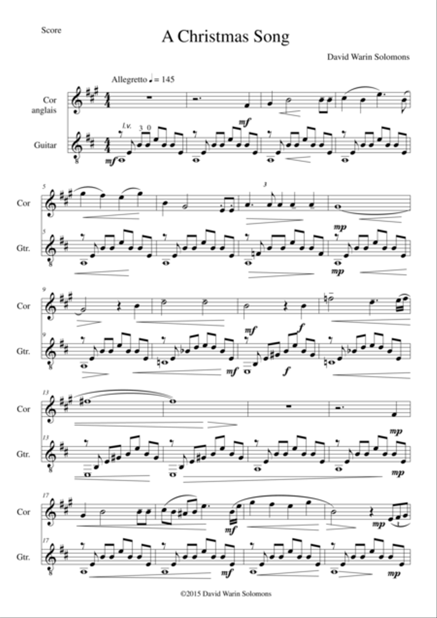 A Christmas Song for cor anglais and guitar English Horn scores gallery preview page 1