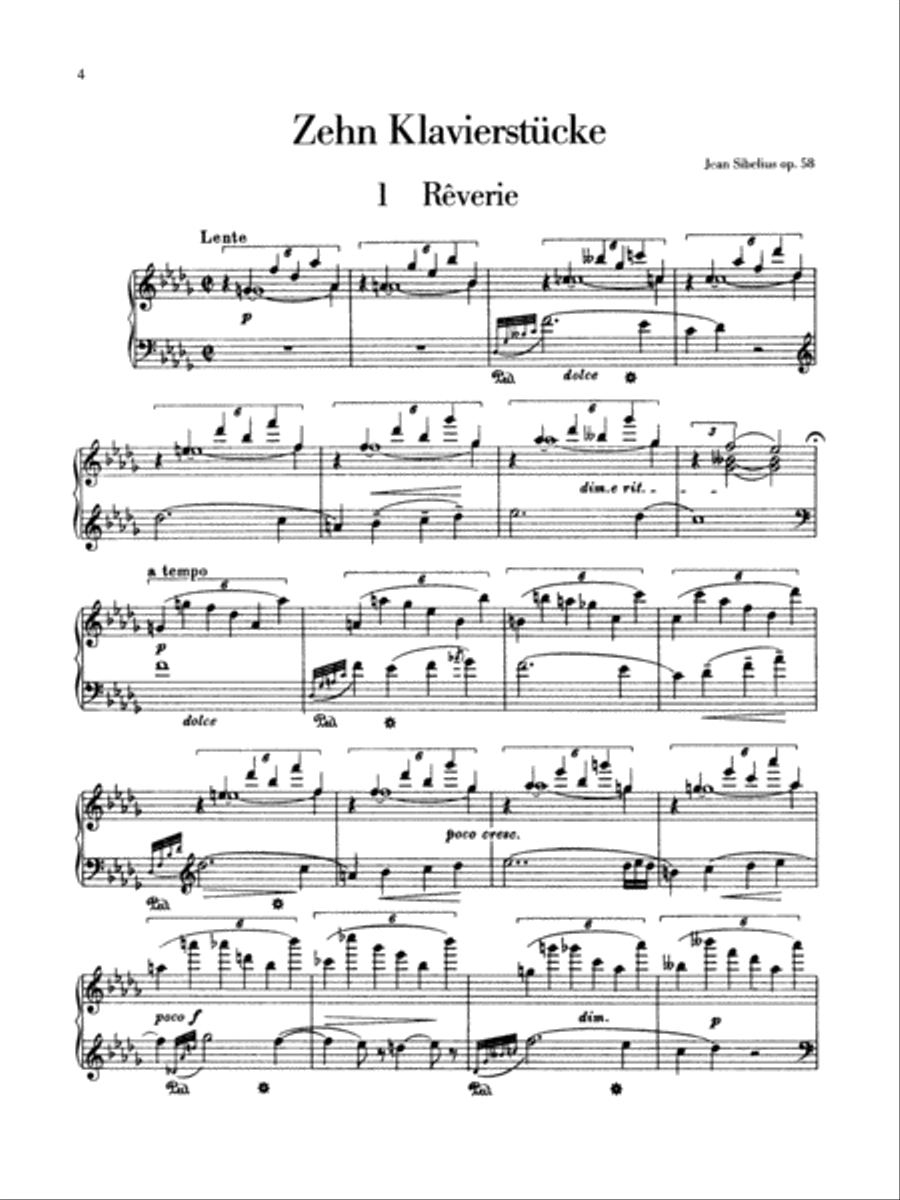 Sibelius: Ten Pieces, Op. 58 Piano Solo scores gallery preview page 1