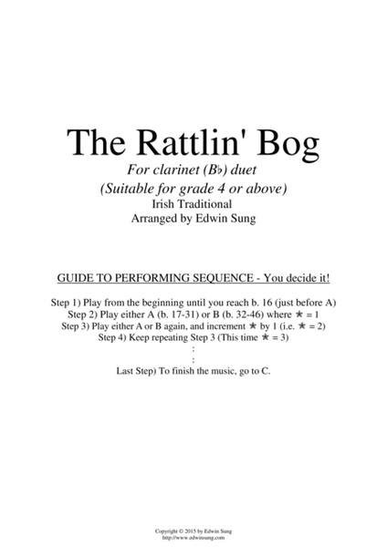 The Rattlin' Bog (for clarinet (Bb) duet, suitable for grade 4 or above) image number null