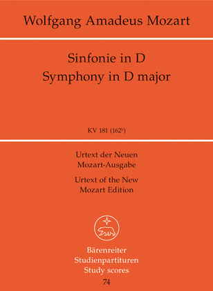 Book cover for Symphony, No. 23 D major, KV 181(162b)