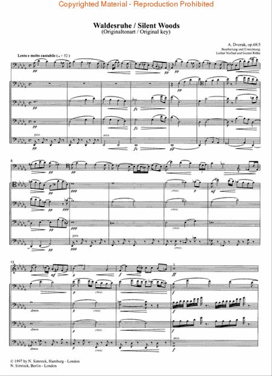 Silent Woods Op. 68, No. 5 Cello scores gallery preview page 2