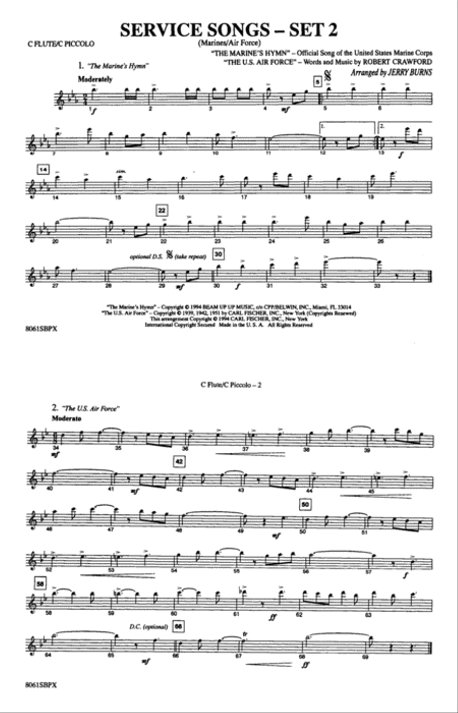 Service Songs - Set 2 (Marines/Air Force): Flute Marching Band scores gallery preview page 1
