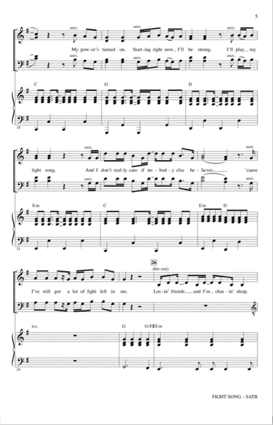 Fight Song (arr. Roger Emerson) 4-Part scores gallery preview page 4
