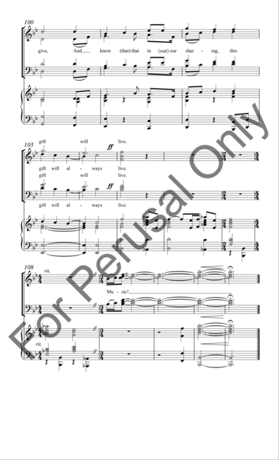 We Thank You for the Music (Choral Score) 4-Part scores gallery preview page 11