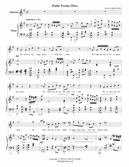 Psalm Twenty-Three for Soprano and Piano