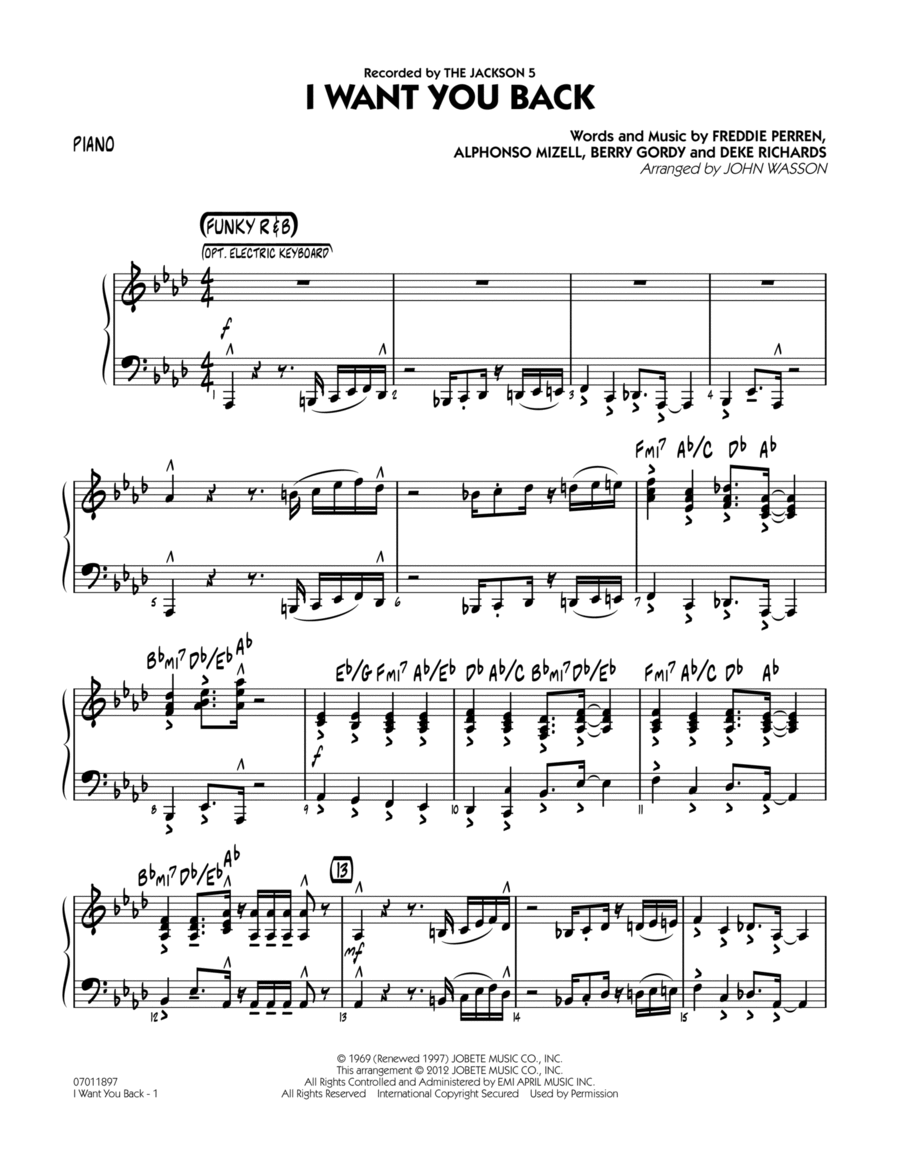 I Want You Back - Piano Jazz Ensemble scores gallery preview page 1