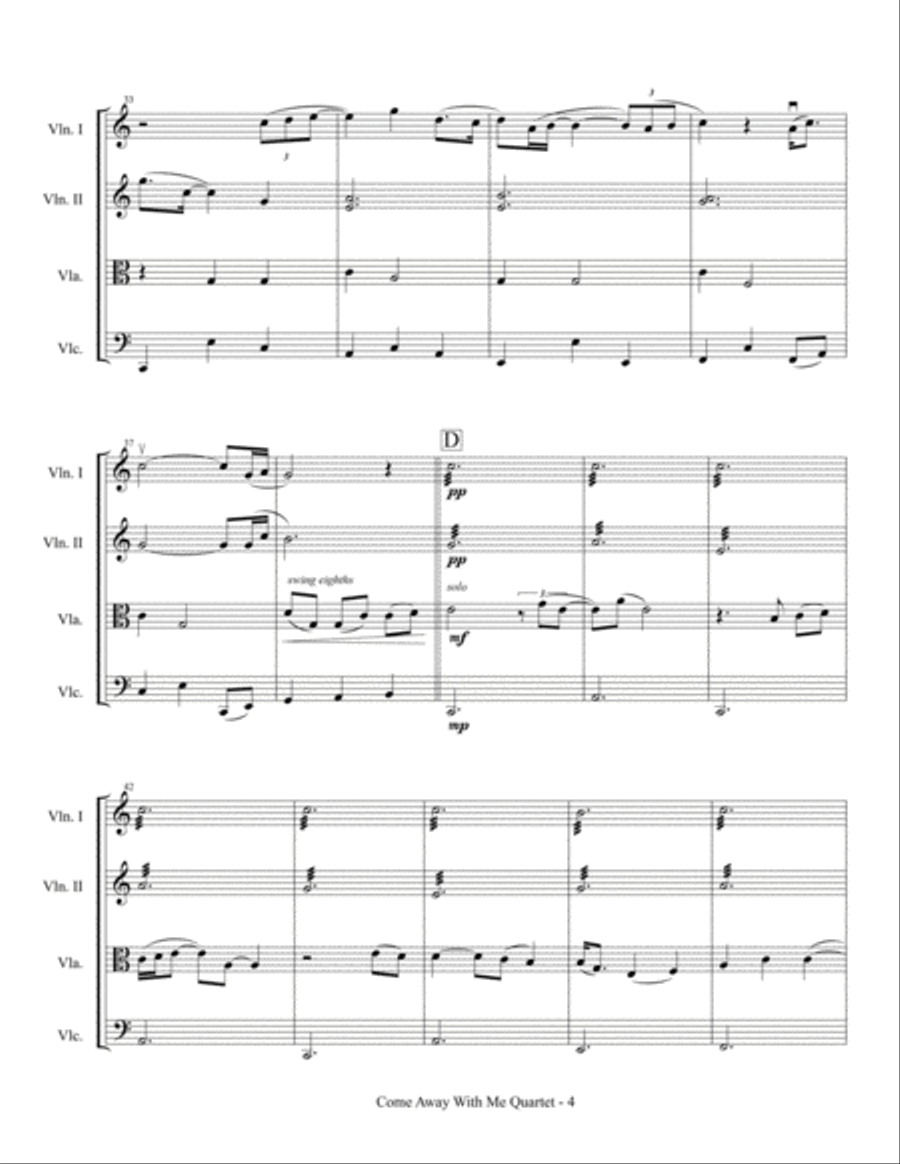 Come Away With Me String Quartet scores gallery preview page 5