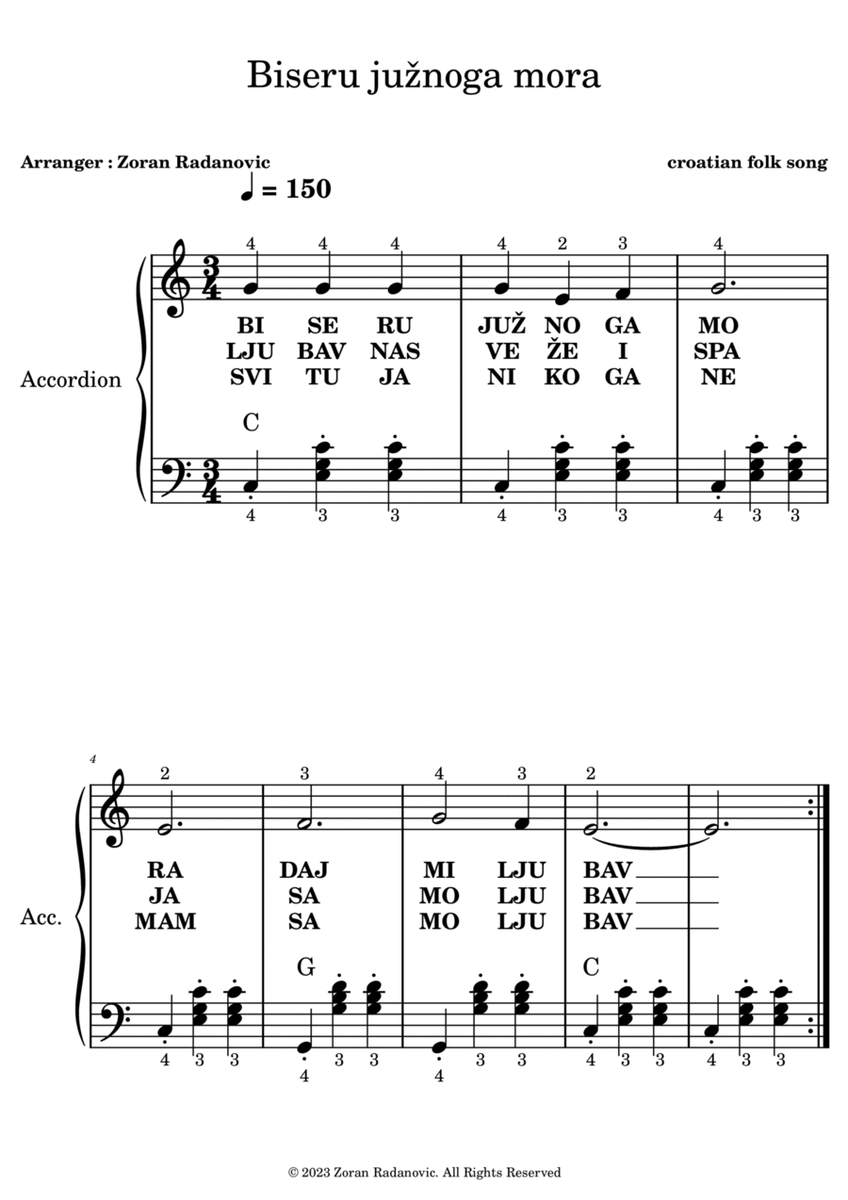 Biseru juznoga mora - for accordion beginner image number null