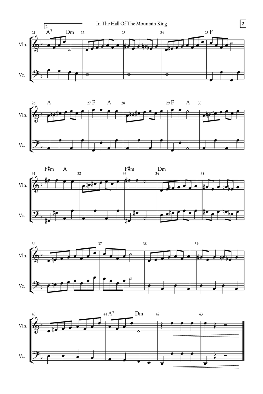 In The Hall of the Mountain King String Duet scores gallery preview page 2
