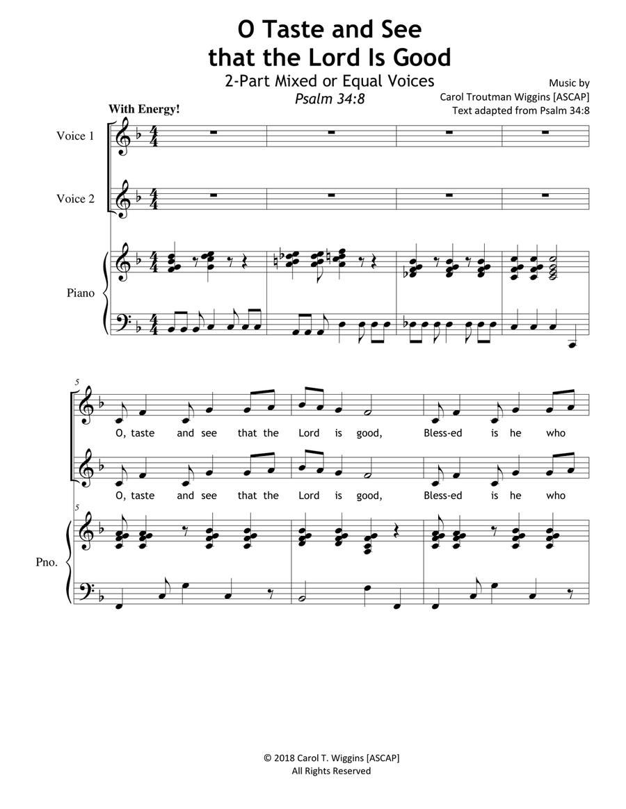 O Taste and See that the Lord Is Good (2-Part) SA scores gallery preview page 1