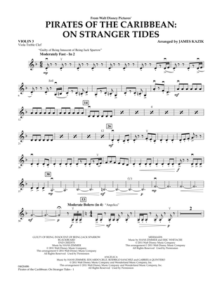 Pirates Of The Caribbean: On Stranger Tides - Violin 3 (Viola Treble Clef)
