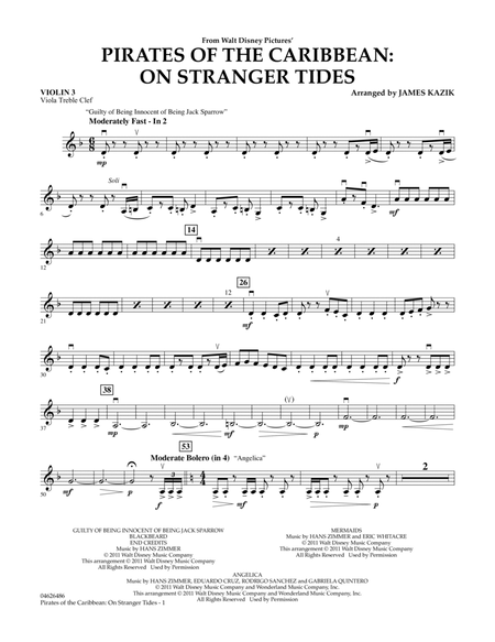 Pirates Of The Caribbean: On Stranger Tides - Violin 3 (Viola Treble Clef)