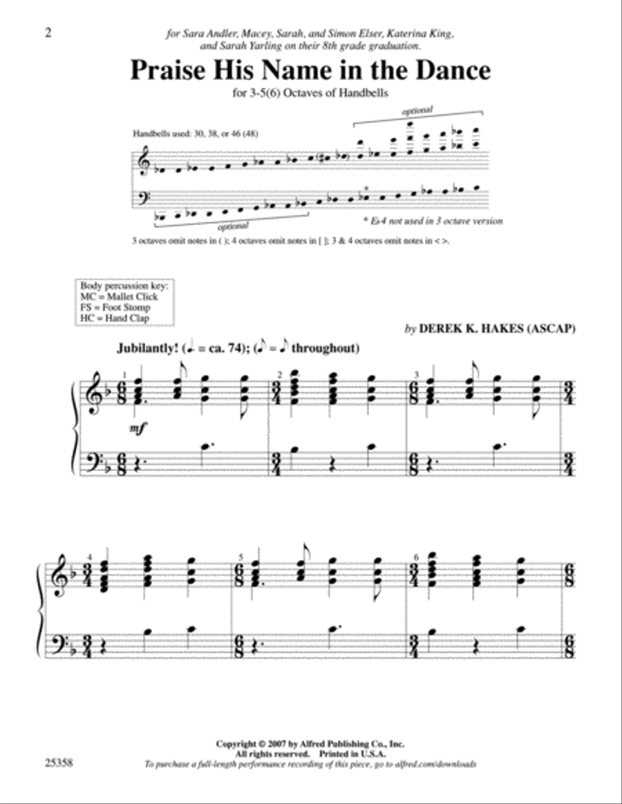 Praise His Name in the Dance Handbell Choir scores gallery preview page 2