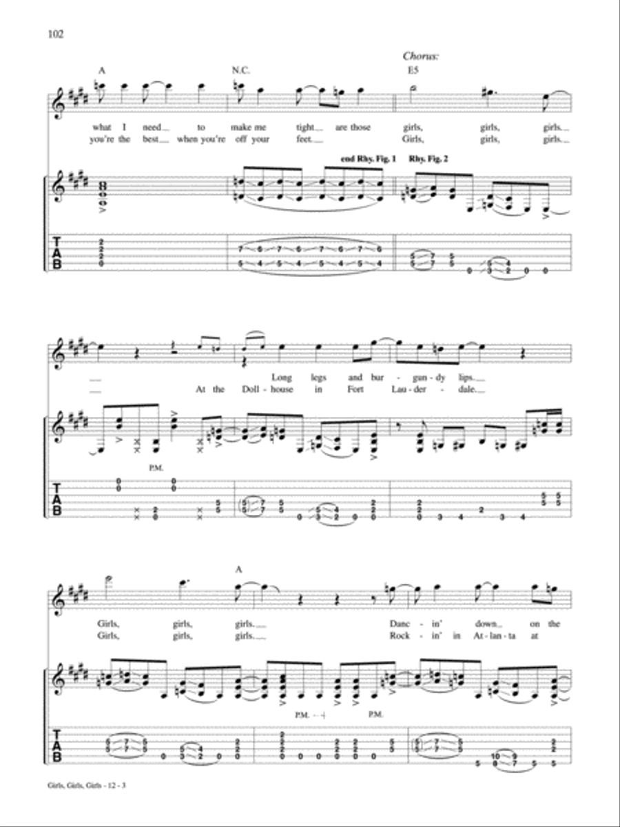Girls, Girls, Girls Guitar Tablature scores gallery preview page 3