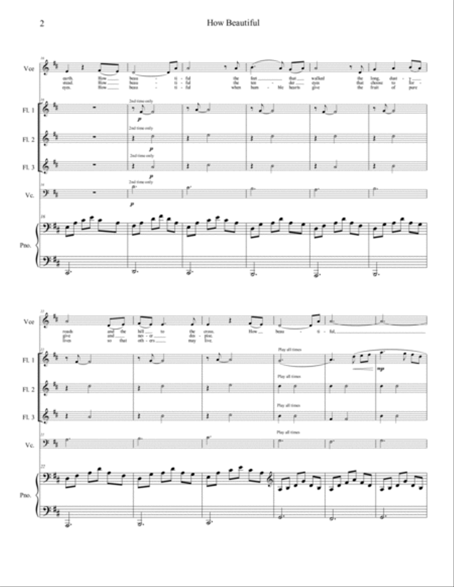 How Beautiful Flute scores gallery preview page 3