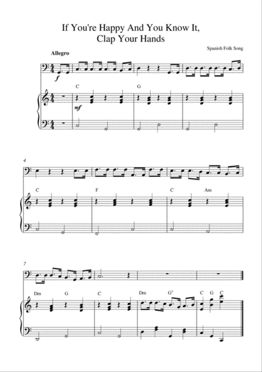 If You're Happy And You Know It, Clap Your Hands Piano scores gallery preview page 1