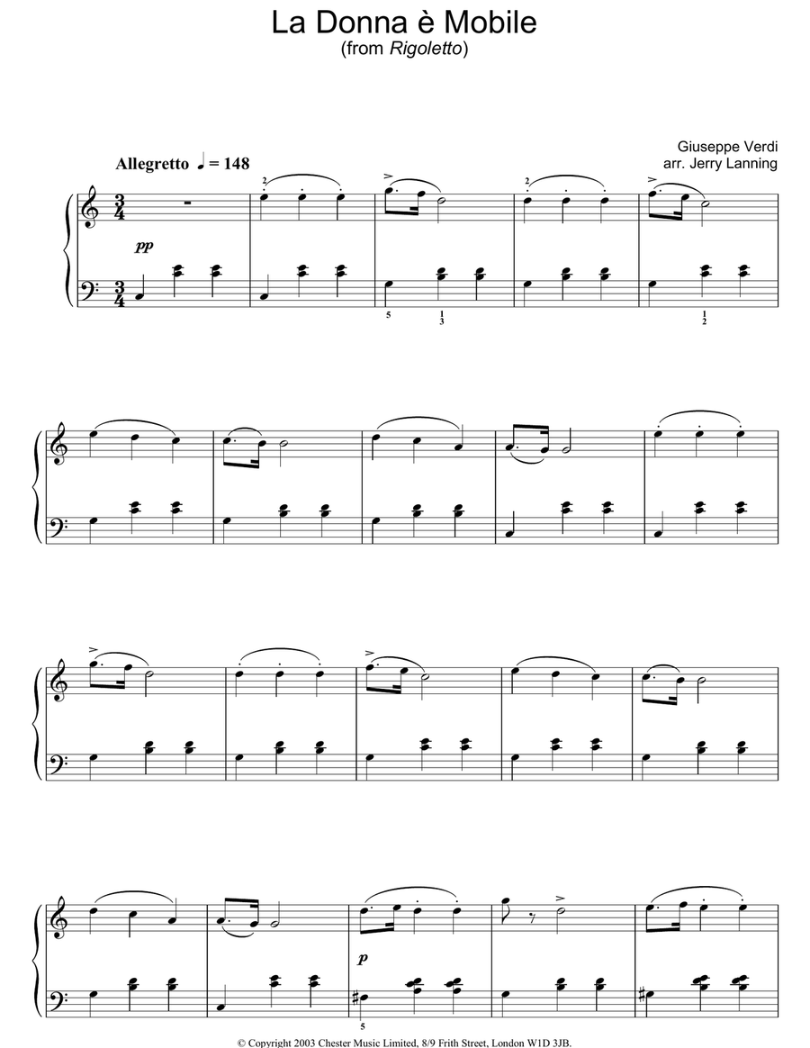La Donna e Mobile Piano Solo scores gallery preview page 1