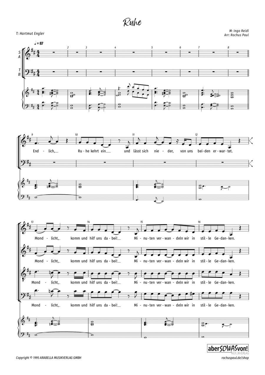 Ruhe Ruhe 4-Part scores gallery preview page 1