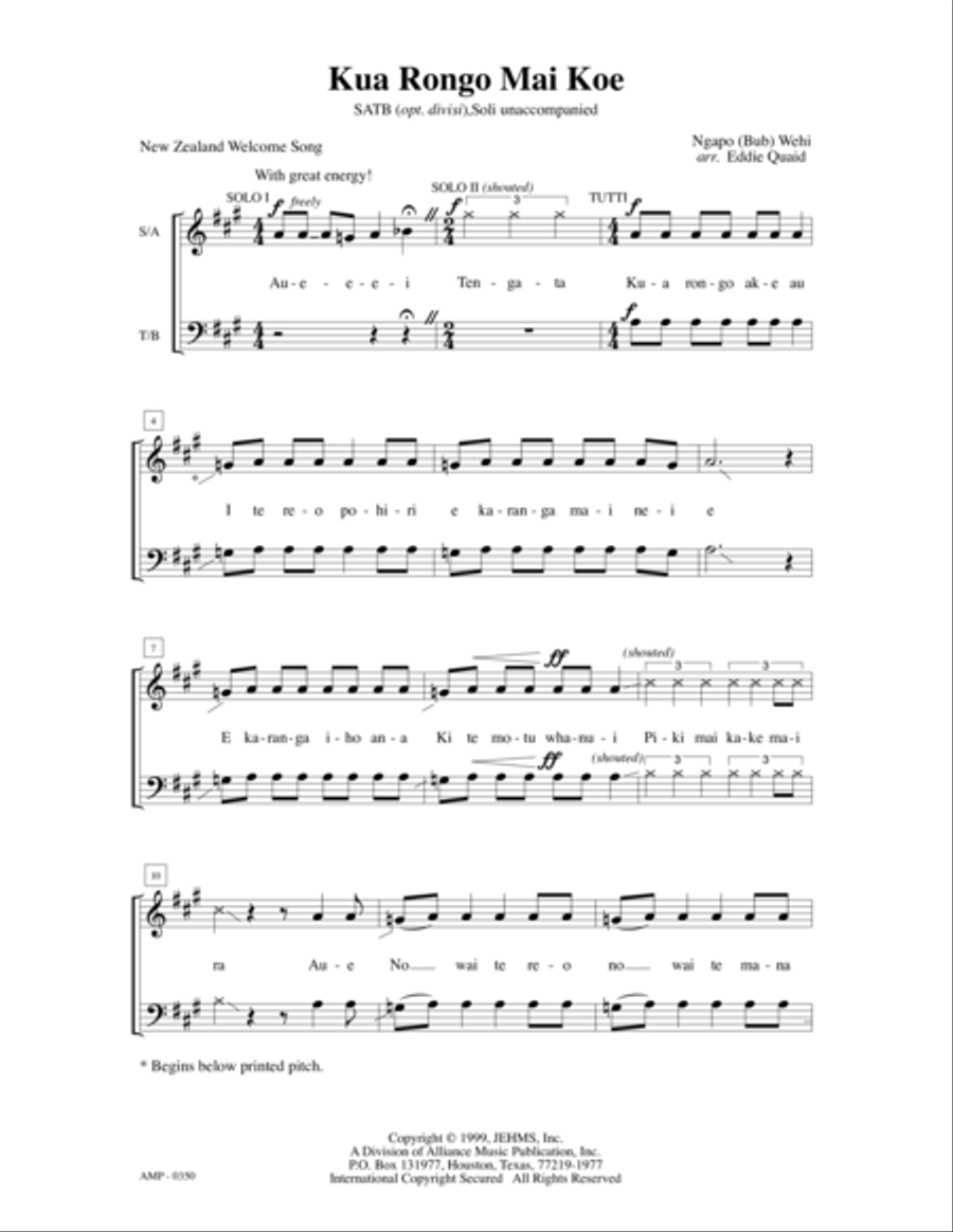 Kua Rongo Mai Koe 4-Part scores gallery preview page 4