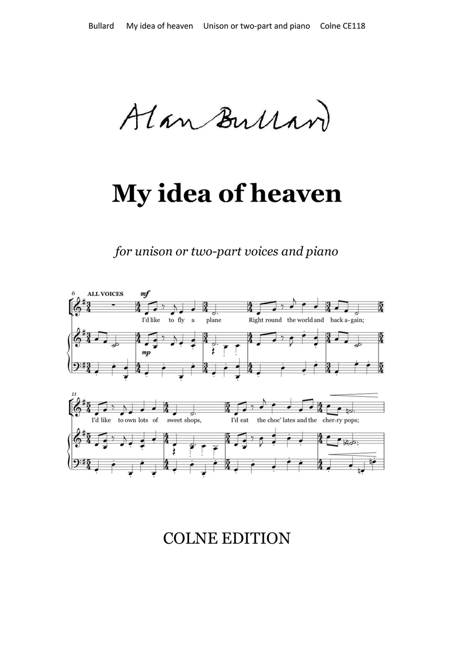 My idea of heaven (unison or two-part voices) Unison Choir scores gallery preview page 1