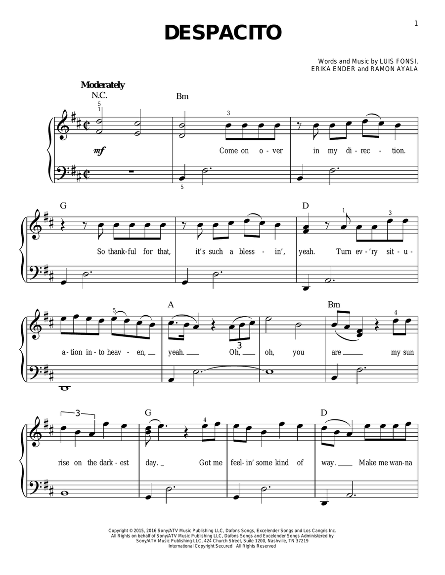 Despacito Easy Piano scores gallery preview page 1