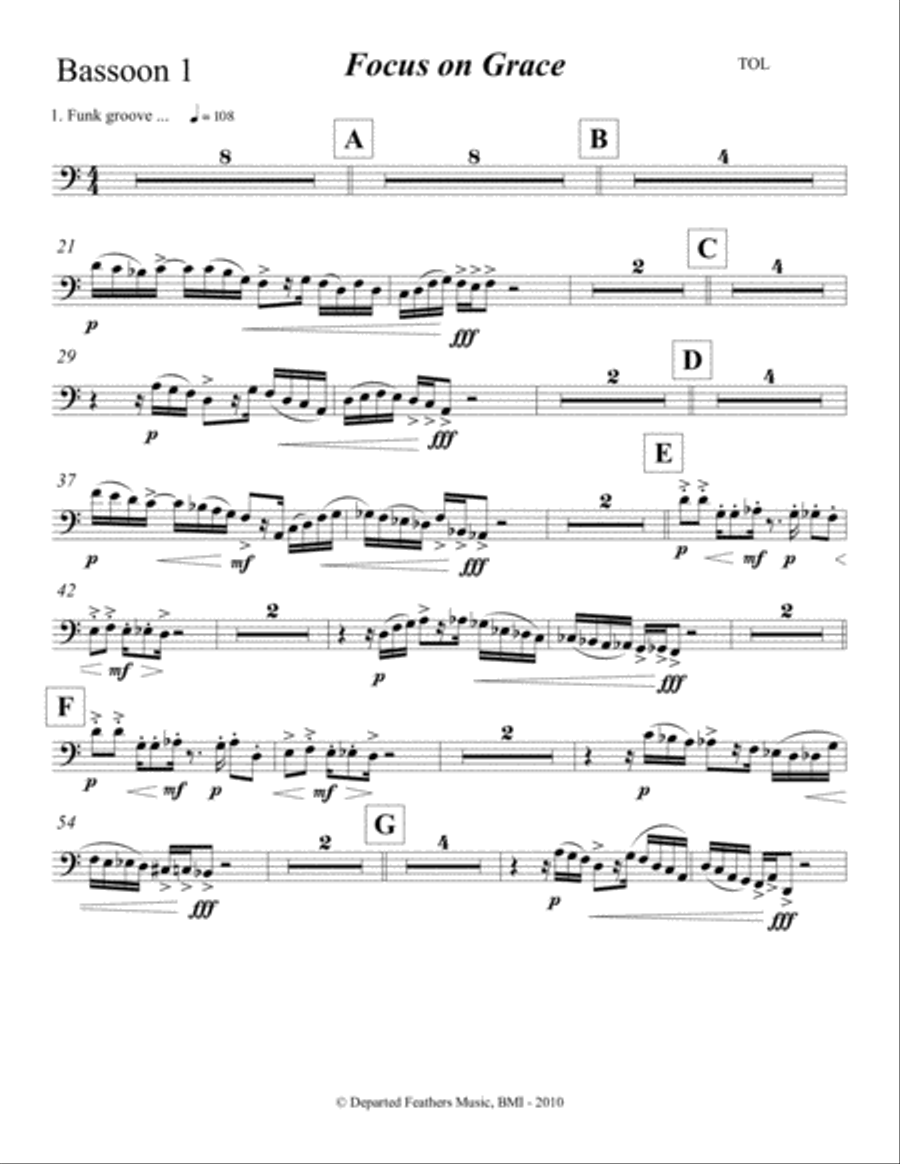 Focus on Grace ... A concerto for jazz saxophone and orchestra (2010) Bassoon 1 Saxophone scores gallery preview page 1