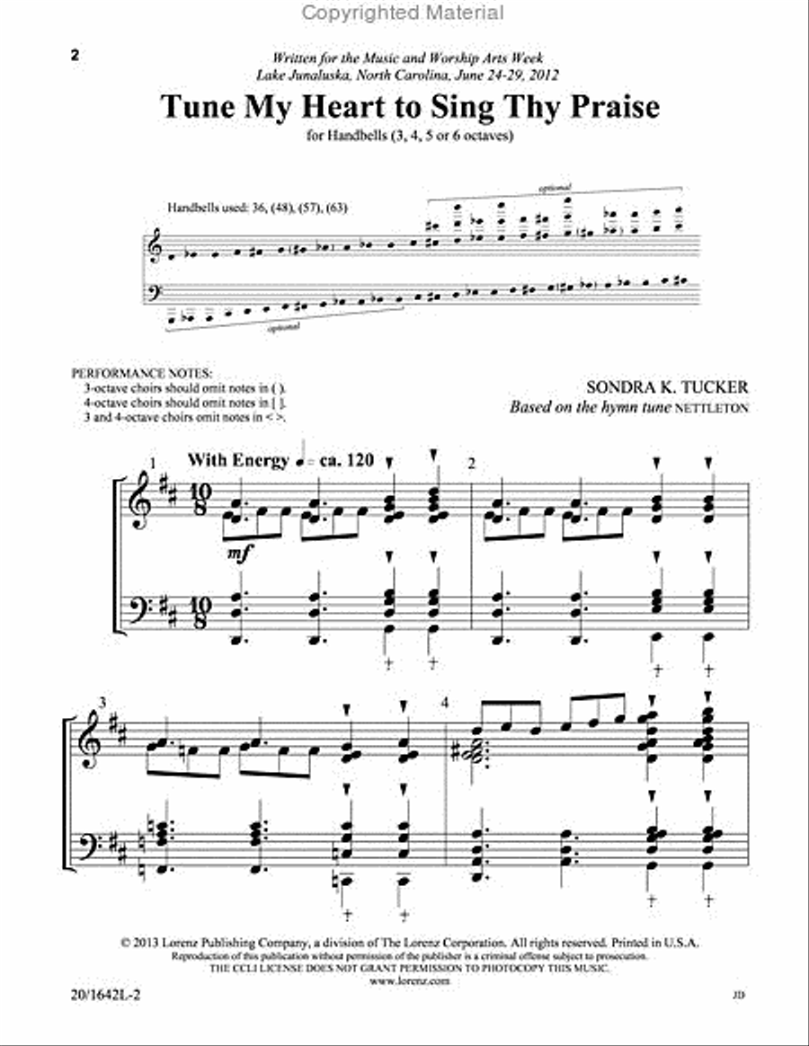 Tune My Heart to Sing Thy Praise 5-Octaves scores gallery preview page 2