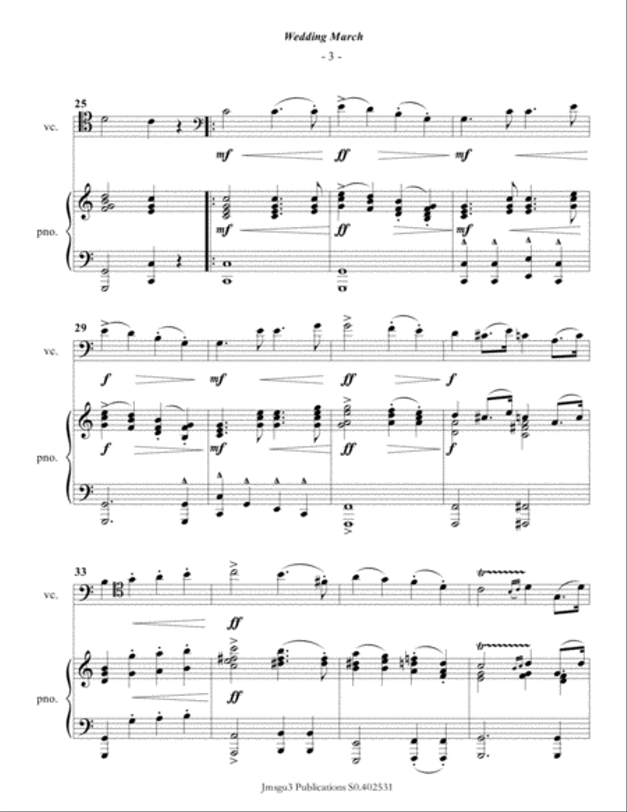 Mendelssohn: Wedding March for Cello & Piano - High Version Piano Accompaniment scores gallery preview page 4