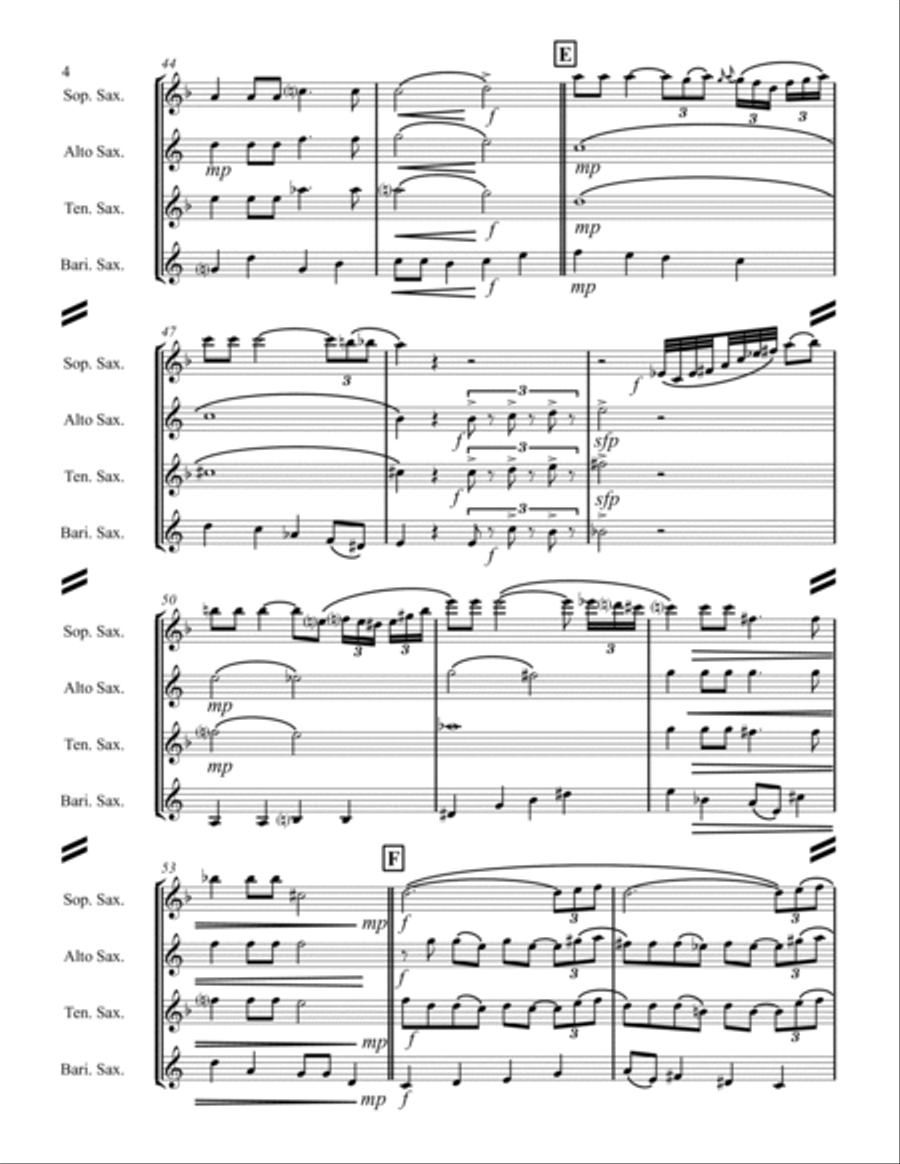 Moonlight Serenade Saxophone Quartet scores gallery preview page 5