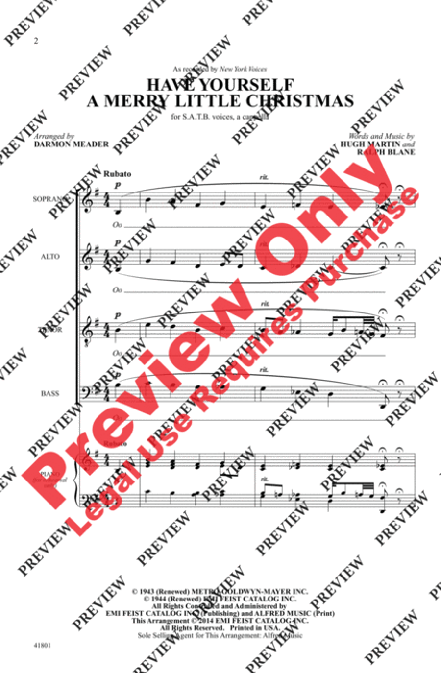 Have Yourself a Merry Little Christmas 4-Part scores gallery preview page 2