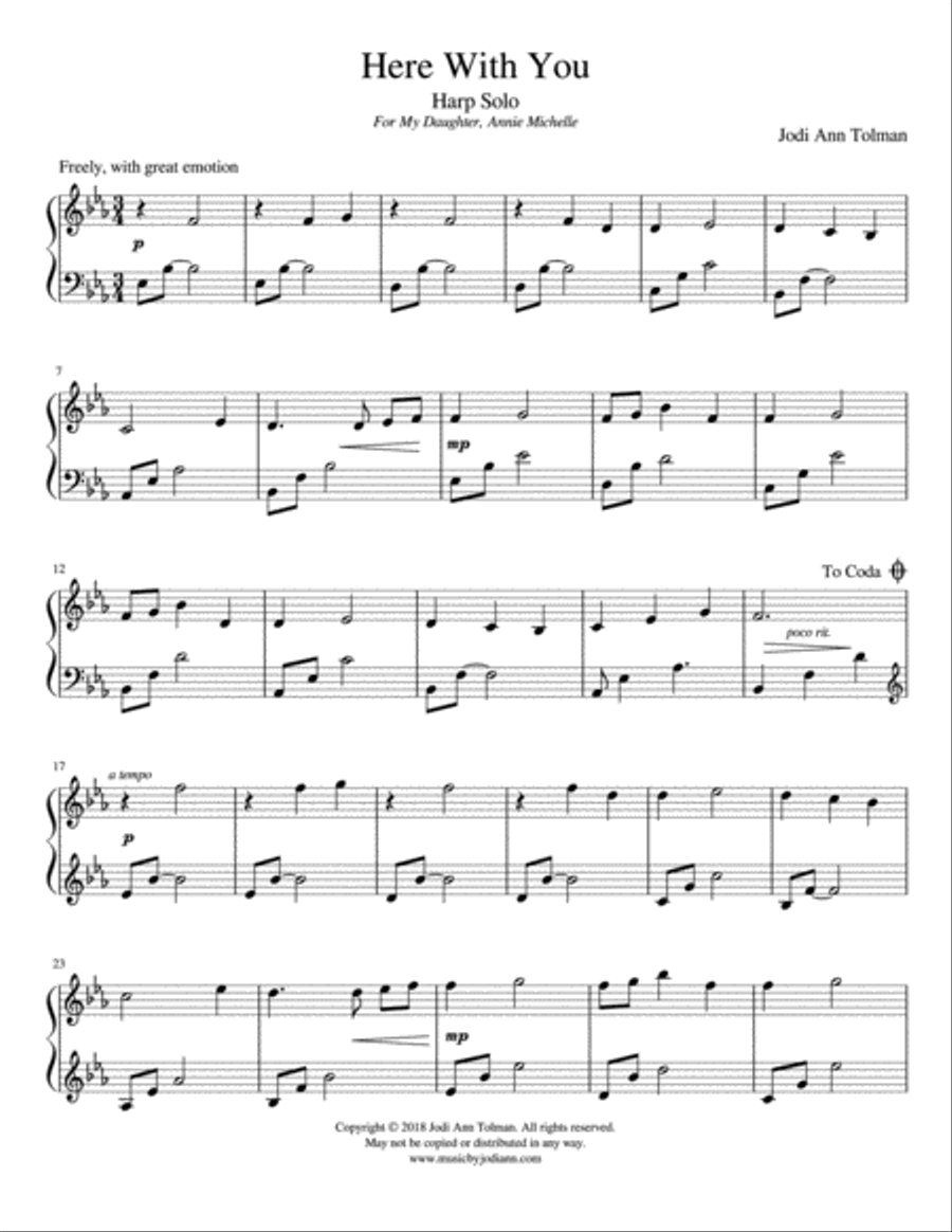 Here With You, Harp Solo Harp scores gallery preview page 3