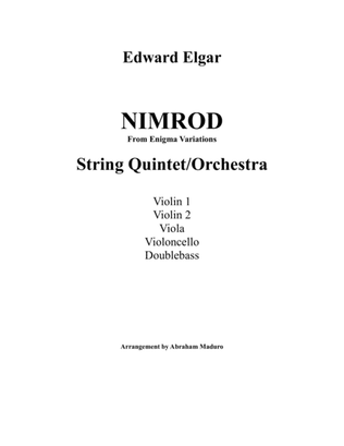 Nimrod From Enigma Variations Strings Quintet-Orchestra