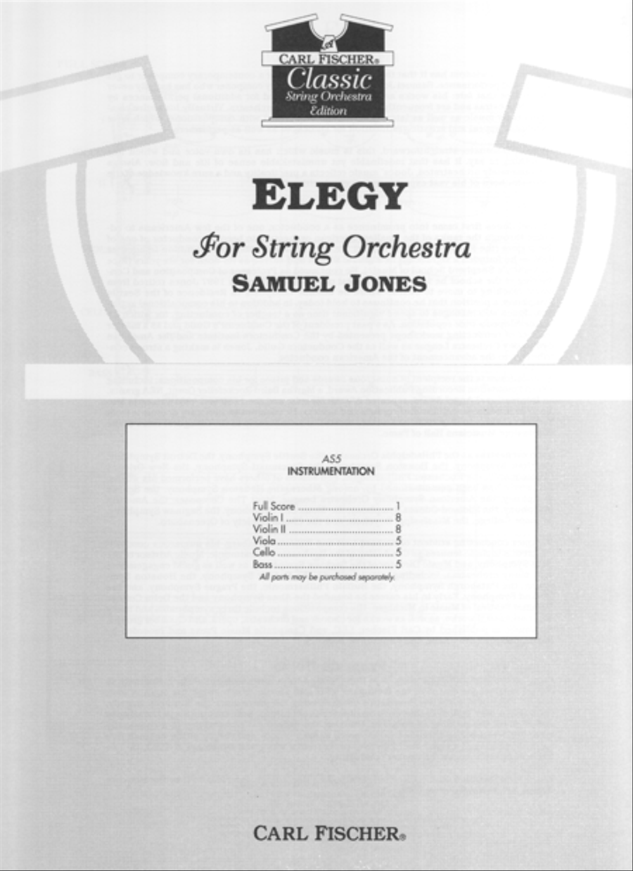 Elegy For String Orchestra String Orchestra scores gallery preview page 1