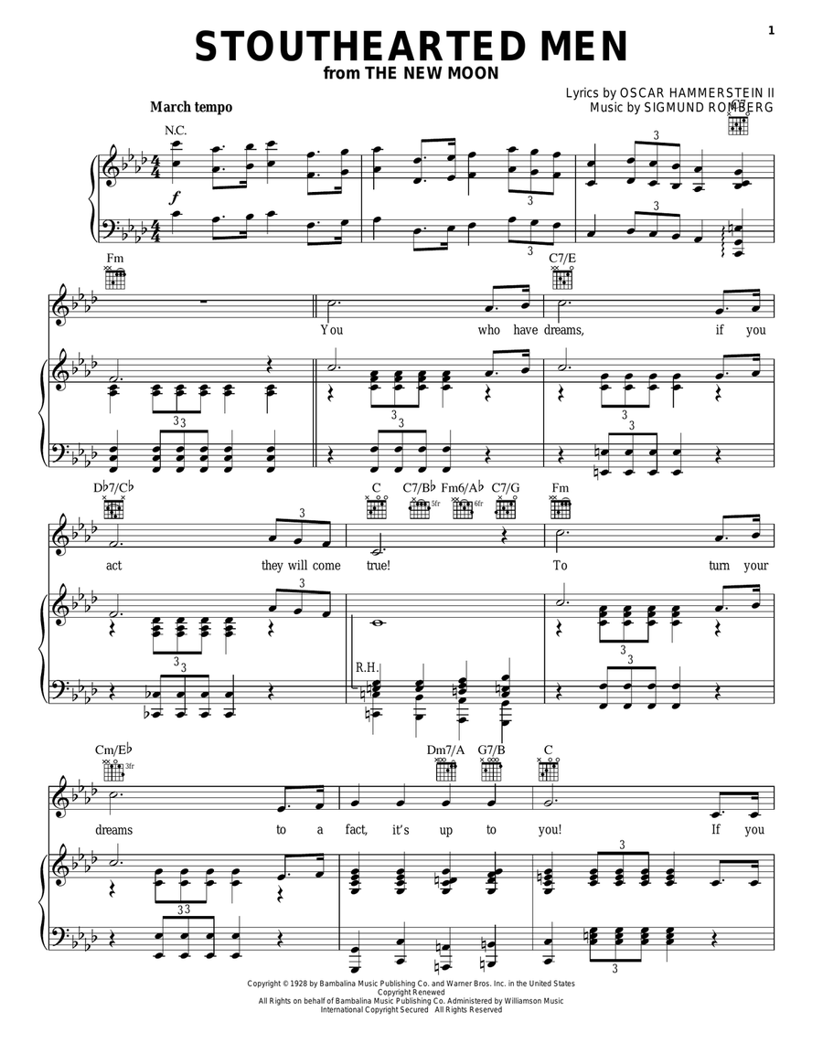 Stouthearted Men Piano, Vocal, Guitar scores gallery preview page 1