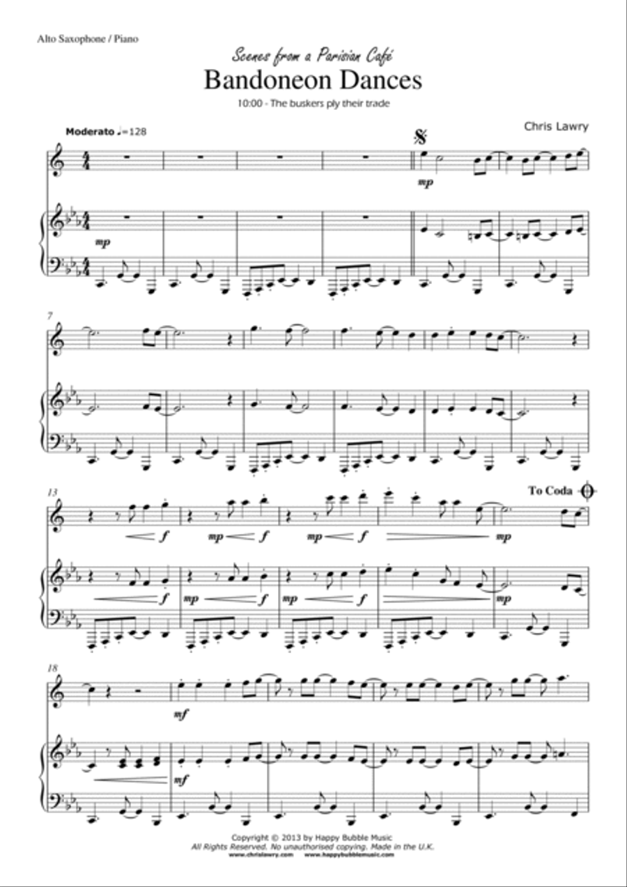 Bandoneon Dances - for Alto Saxophone & Piano Alto Saxophone scores gallery preview page 3