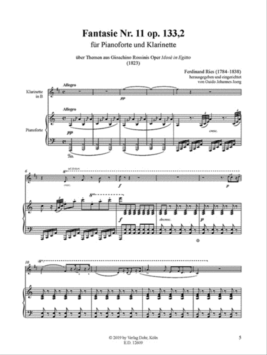 Fantasie Nr. 11 op. 133,2 (für Pianoforte und Klarinette) (über Themen aus Rossinis Oper 