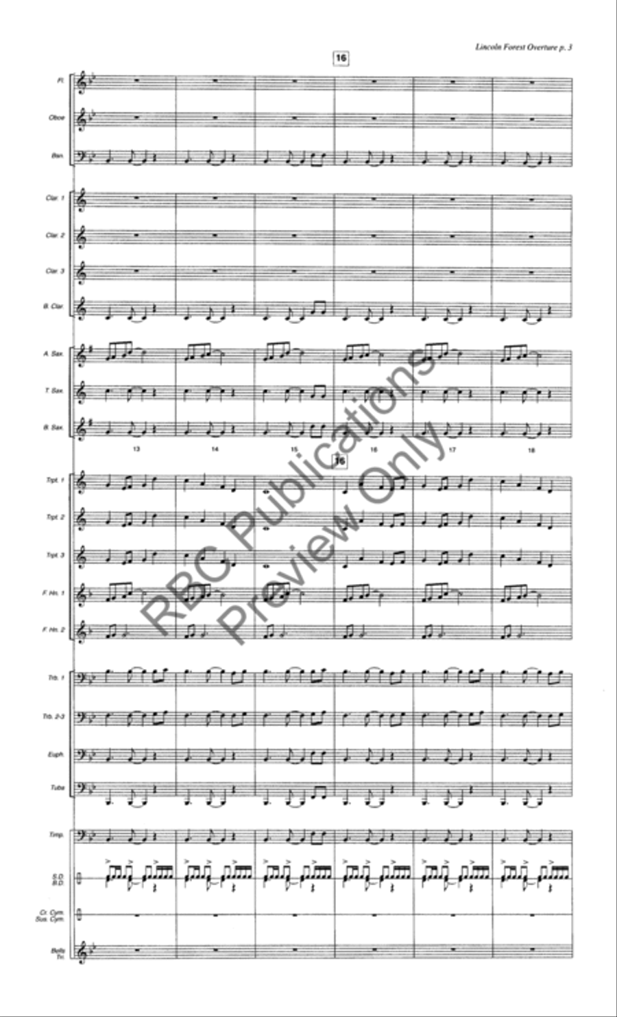 Lincoln Forest Overture (Score) Concert Band scores gallery preview page 6